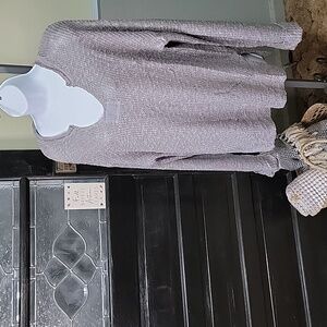 #83 Miss Sparkling Cozy Gray Loose Weave Knit Sweater Woman Size M, XL